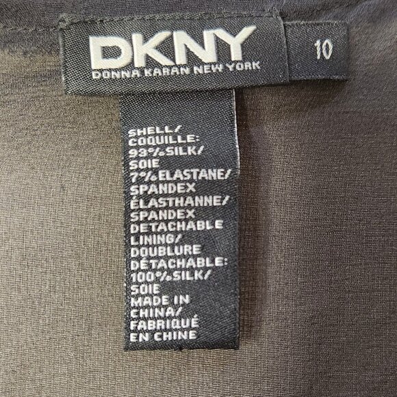DKNY Black Silk Drop Waist Dress – Size 10 - Picture 10 of 10